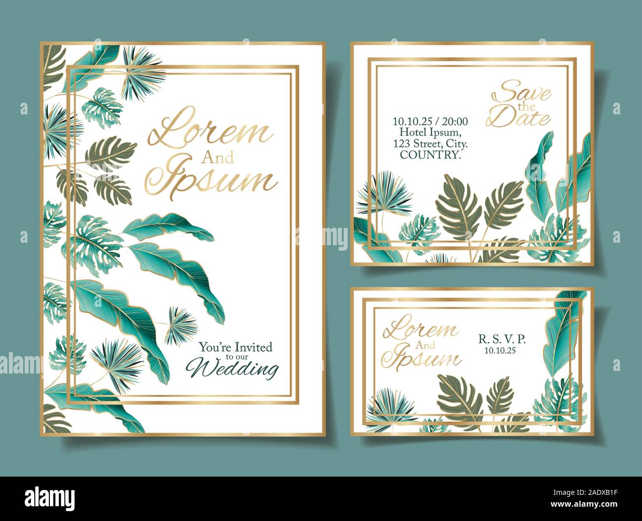 set of Wedding invitation cards vector design Stock Vector Image & Art ...