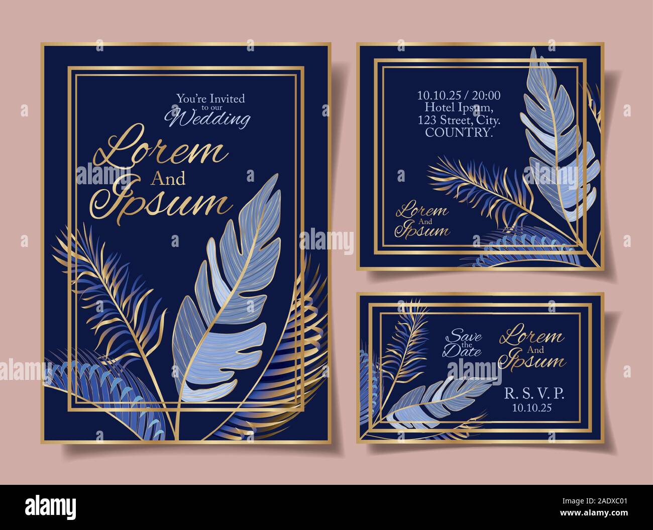 set of Wedding invitation cards vector design Stock Vector Image & Art ...