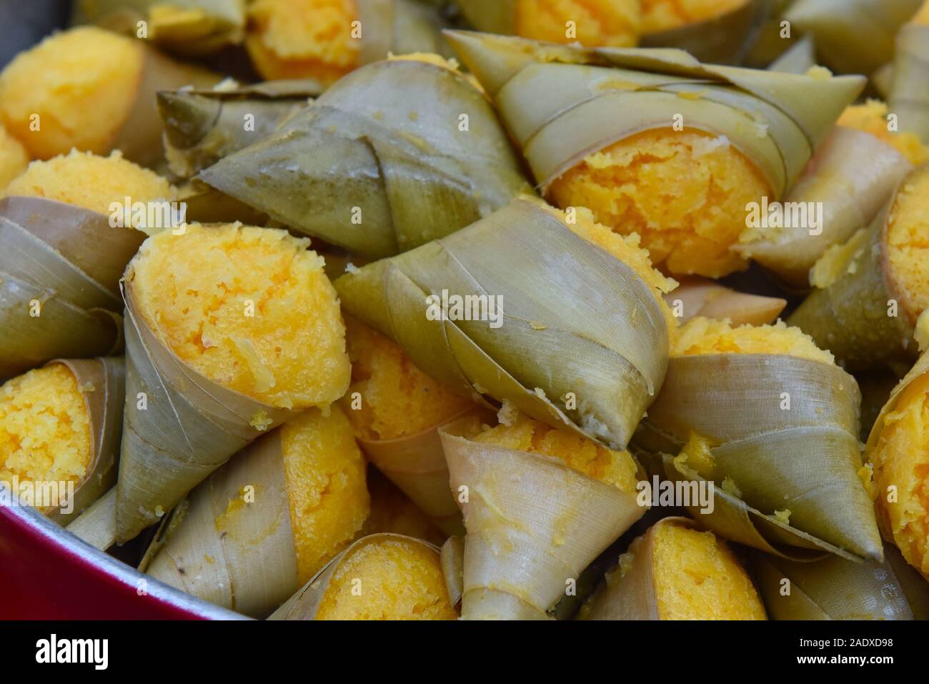 Thai dessert wrapped in banana leaves , Thailand Stock Photo Alamy
