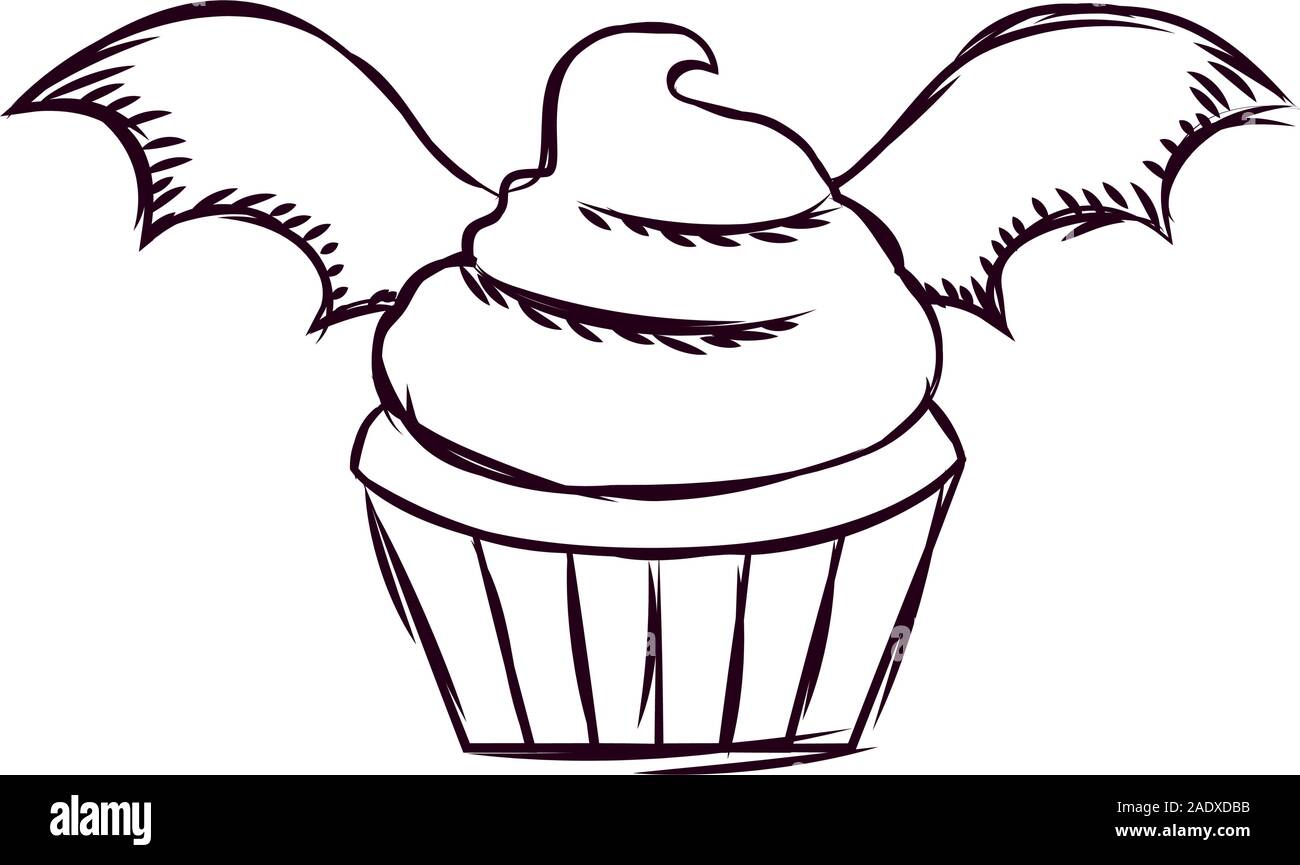 Cupcake halloween sketches Stock Vector