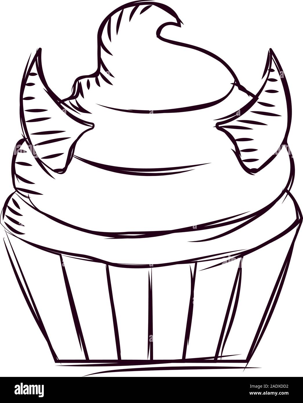 Cupcake halloween sketches Stock Vector