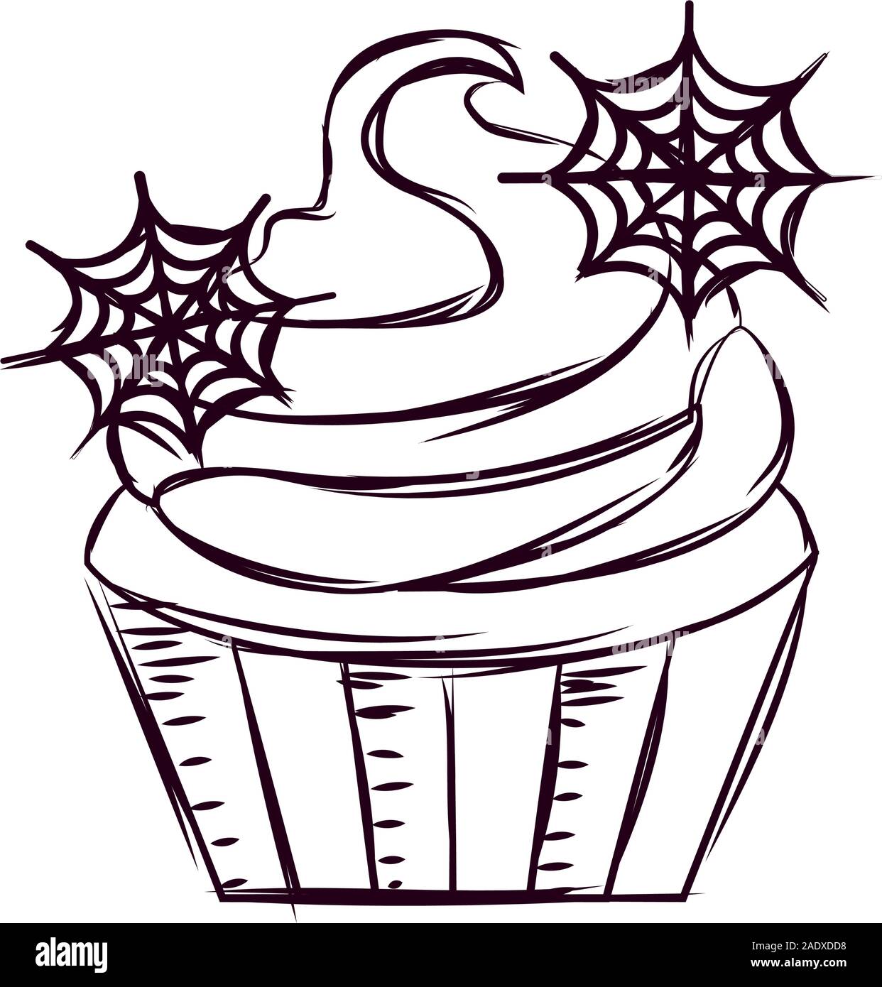 Cupcake halloween sketches Stock Vector