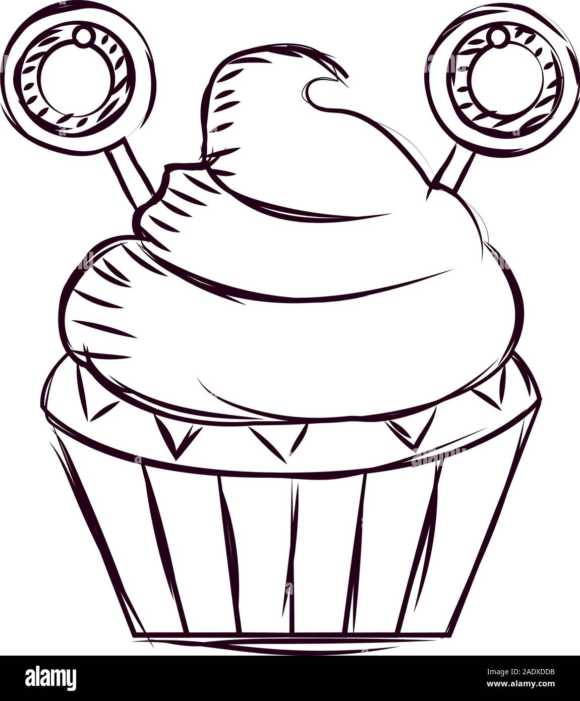 Cupcake halloween sketches Stock Vector