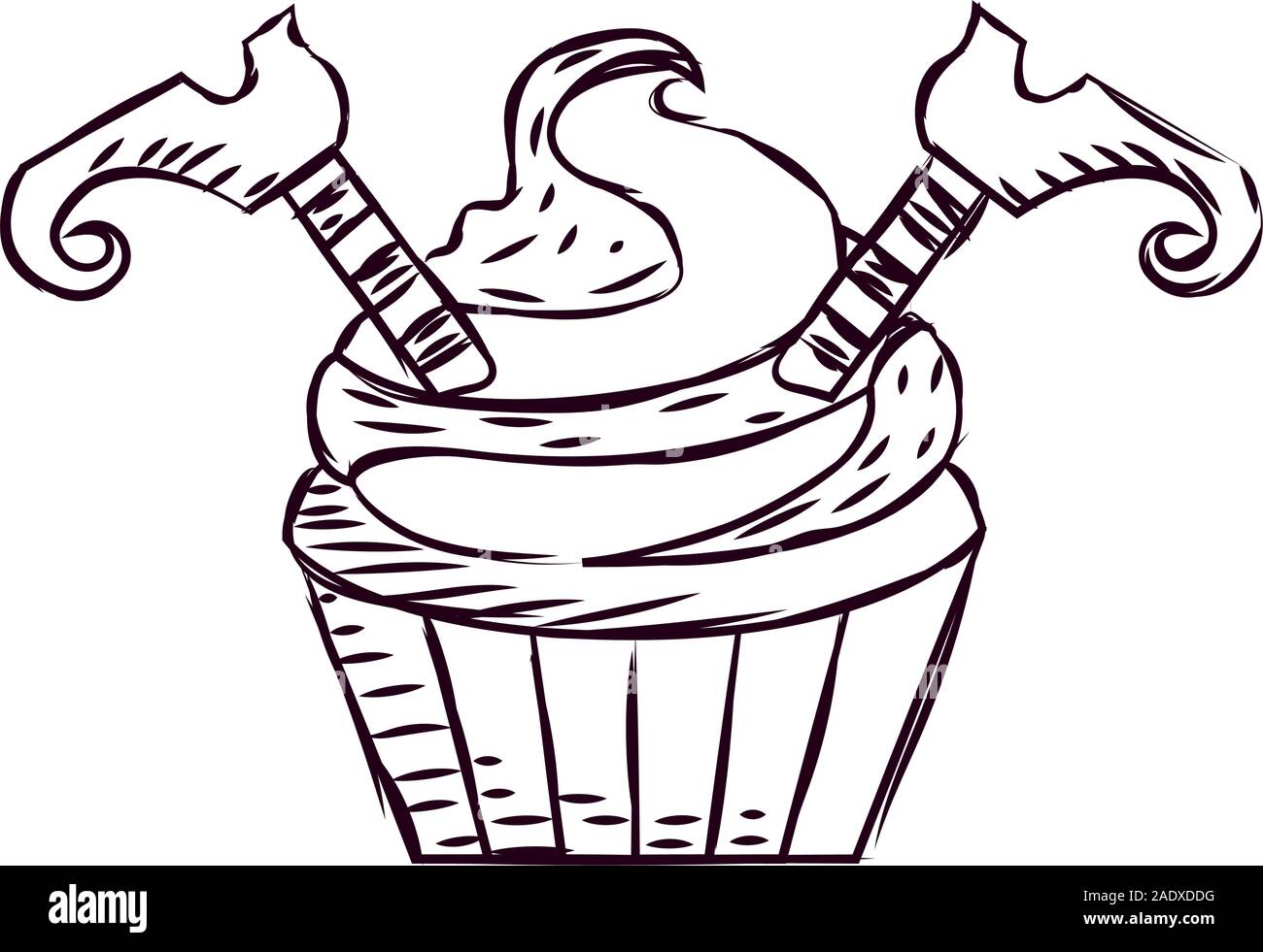 Cupcake halloween sketches Stock Vector