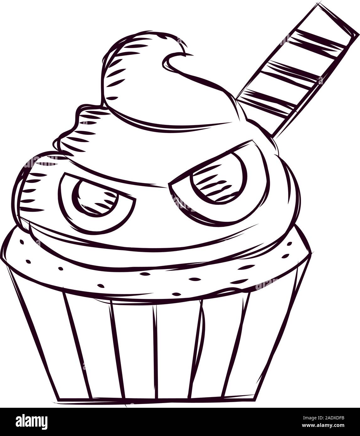 Cupcake halloween sketches Stock Vector