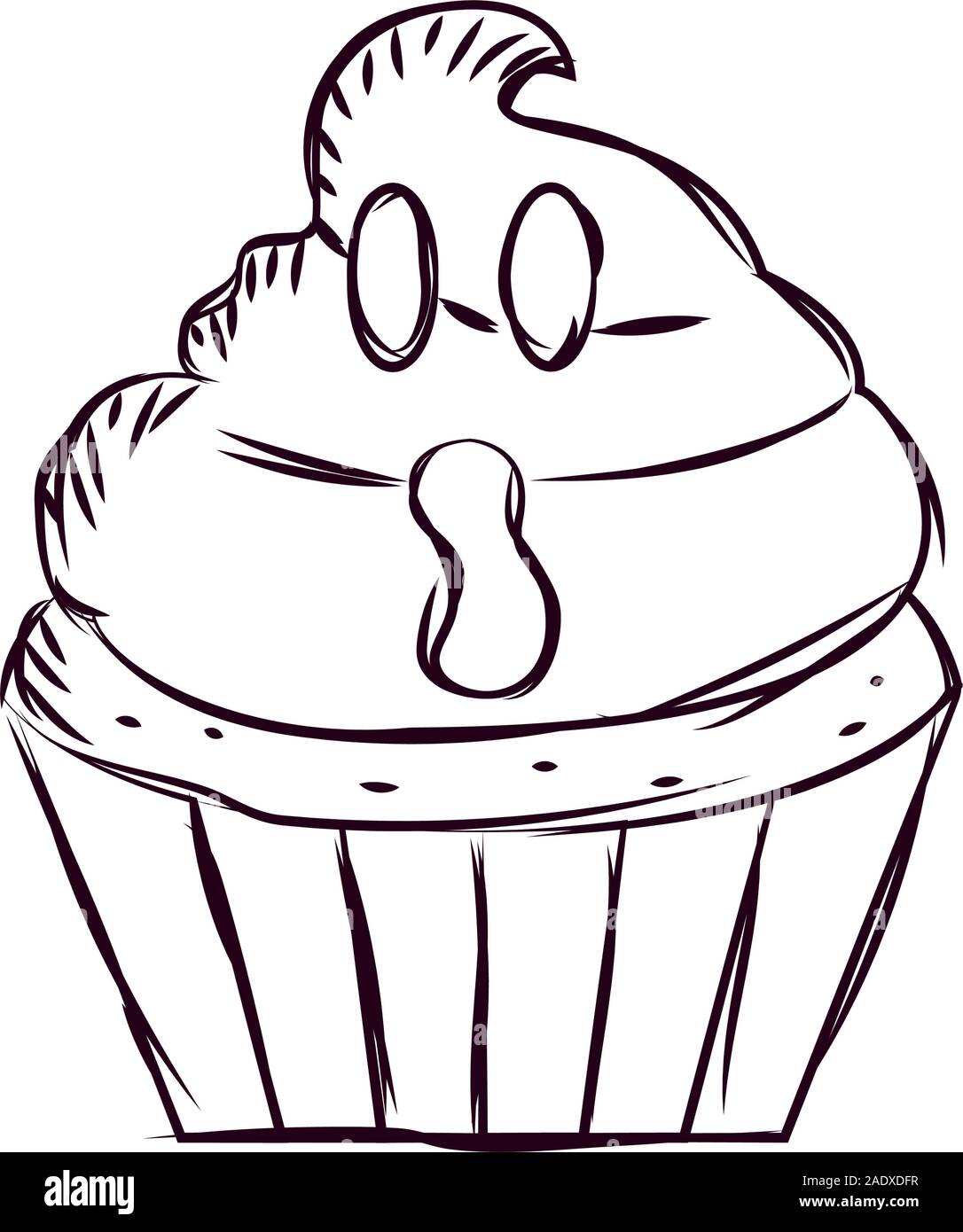 Cupcake halloween sketches Stock Vector