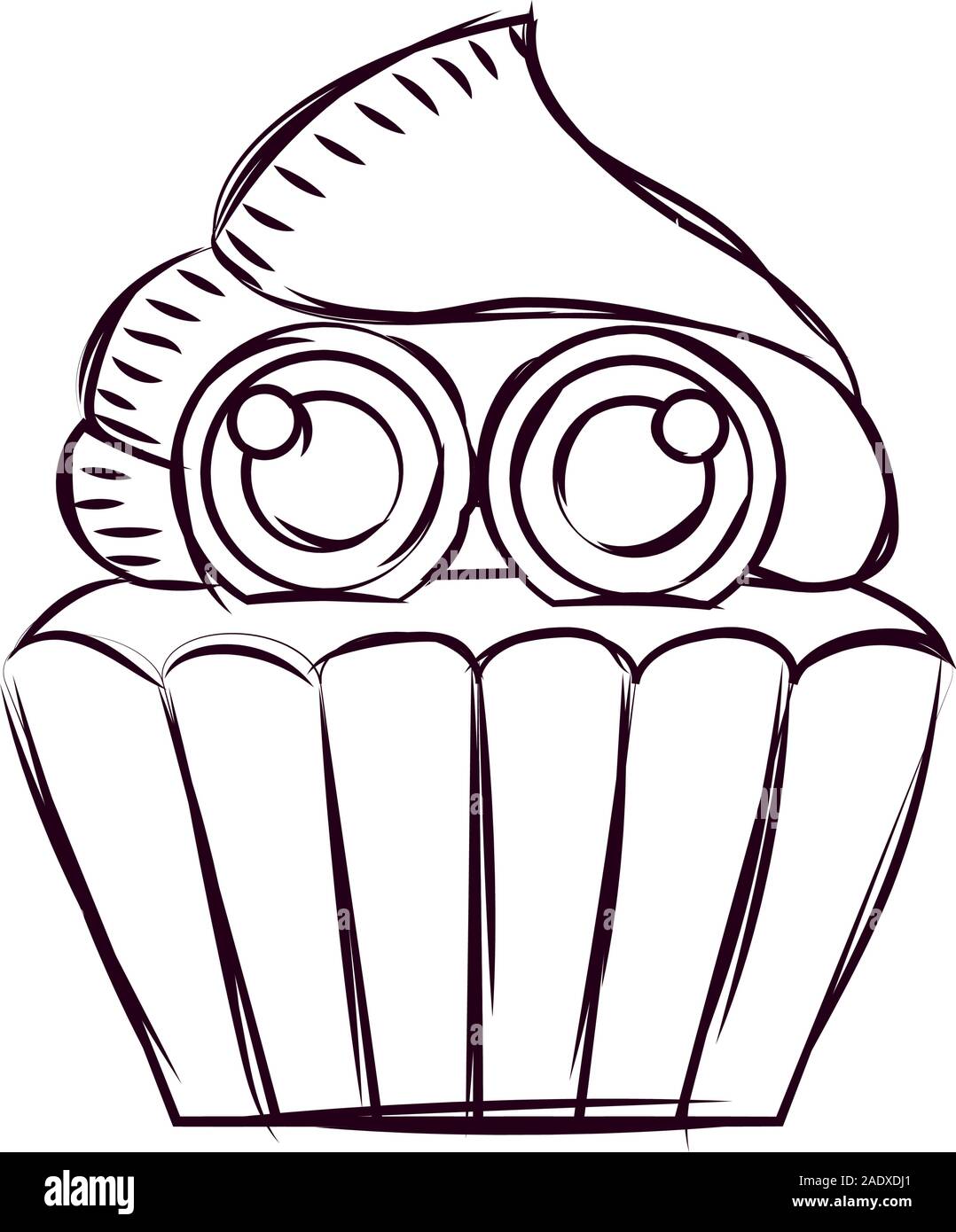Cupcake halloween sketches Stock Vector