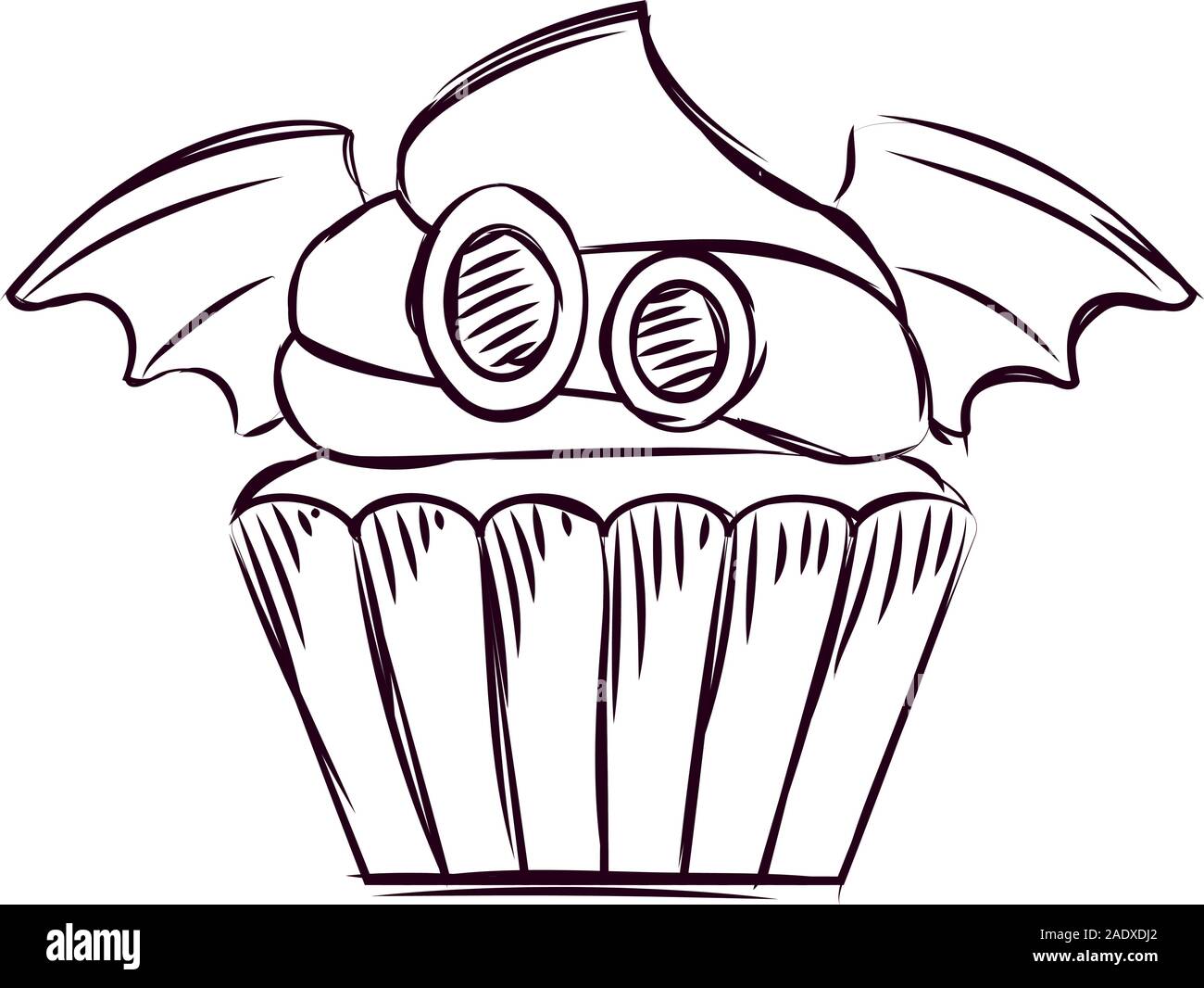 Cupcake halloween sketches Stock Vector
