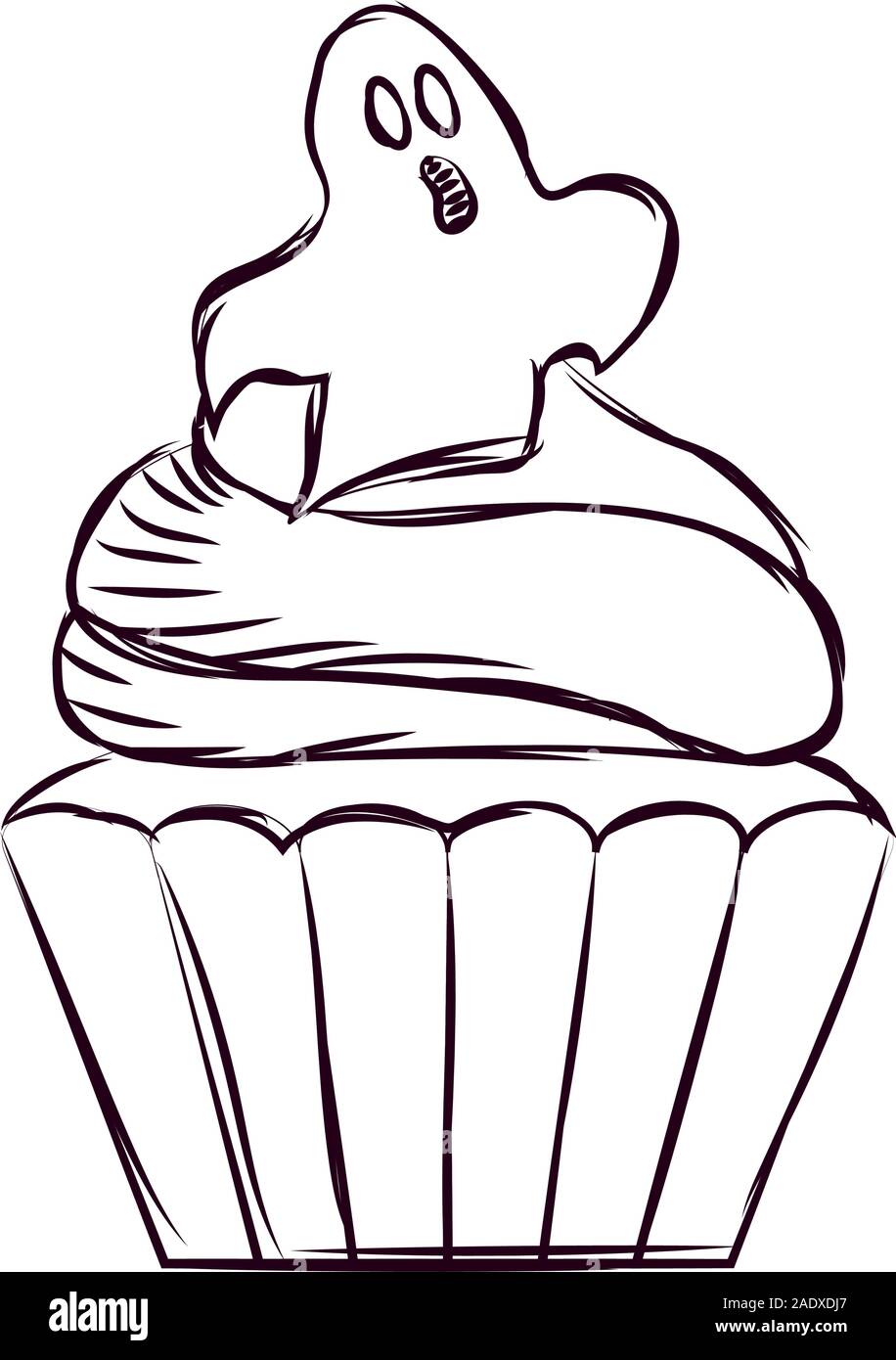 Cupcake halloween sketches Stock Vector