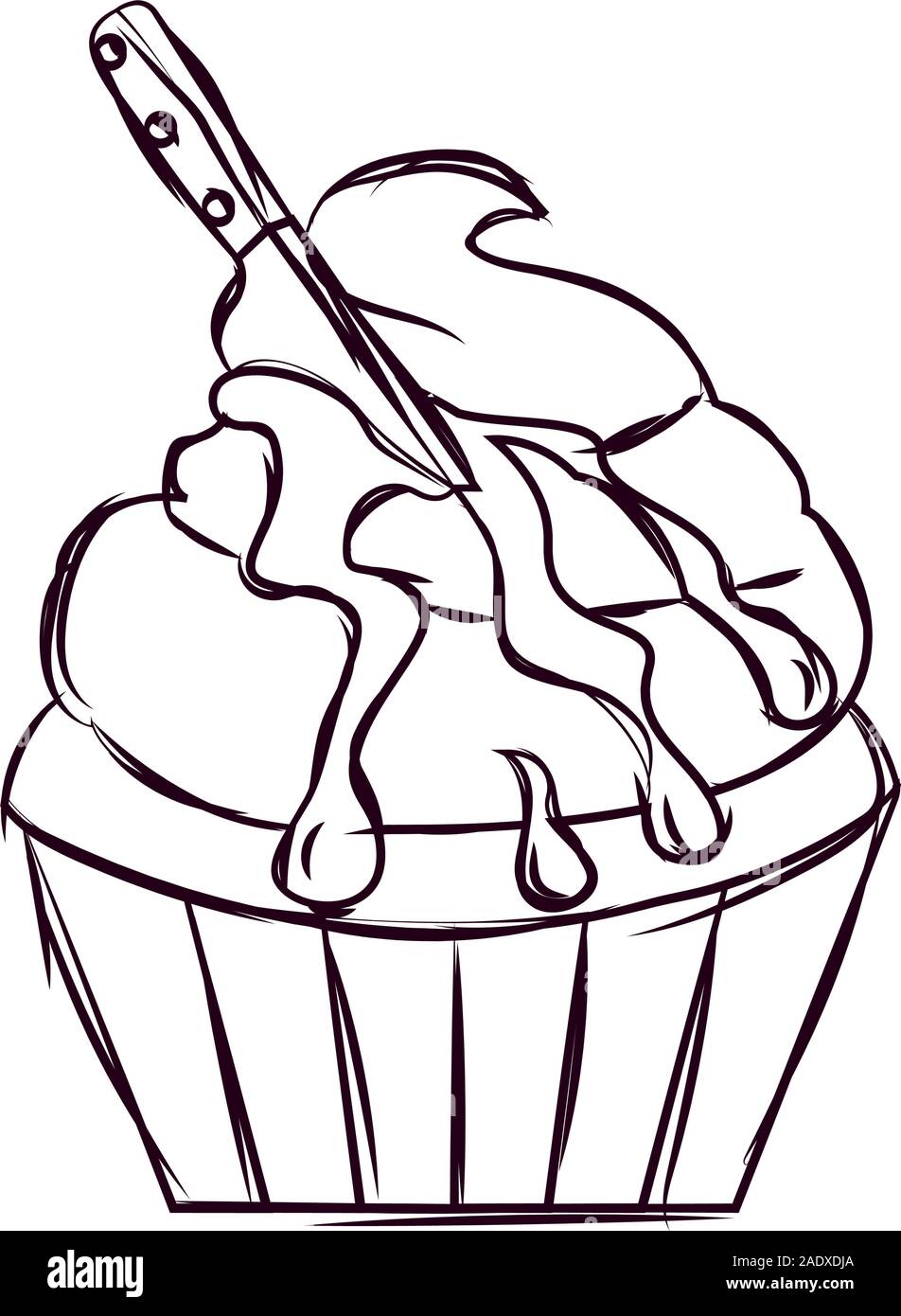 Cupcake halloween sketches Stock Vector
