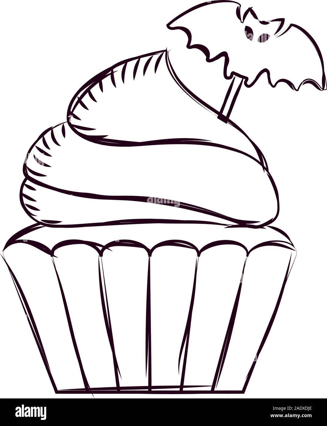 Cupcake halloween sketches Stock Vector