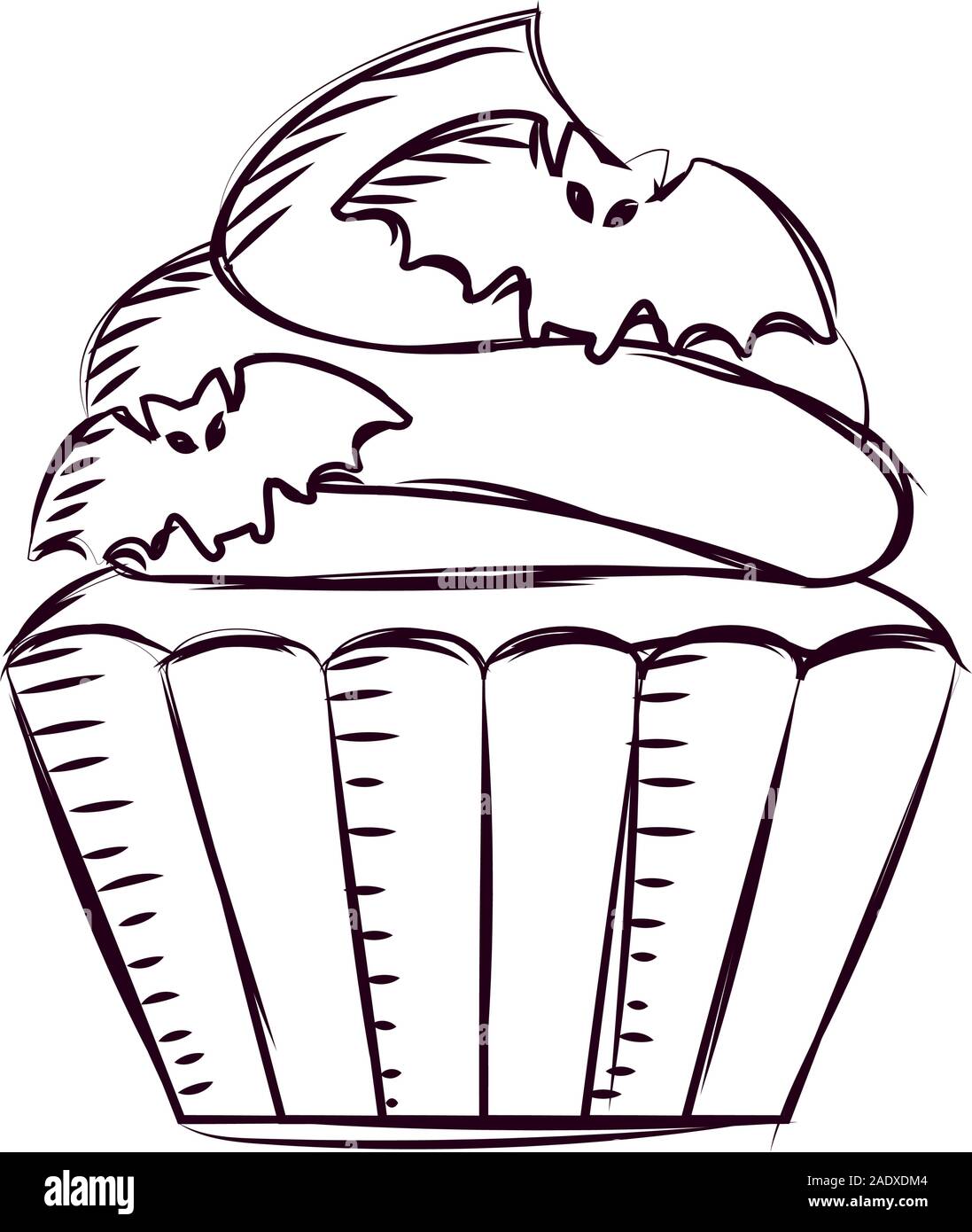 Cupcake halloween sketches Stock Vector