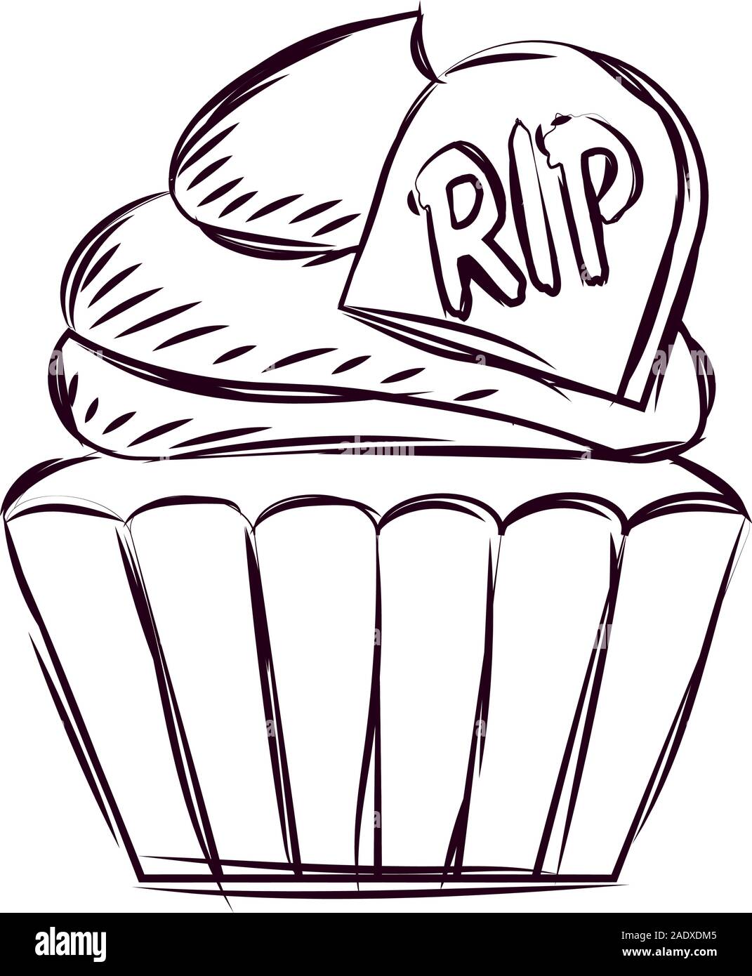 Cupcake halloween sketches Stock Vector