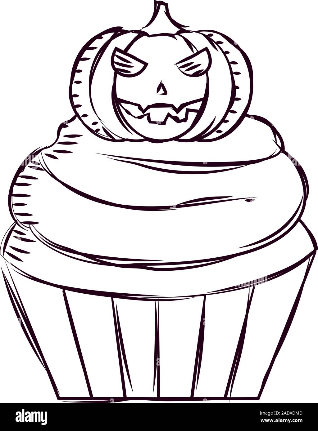 Cupcake halloween sketches Stock Vector