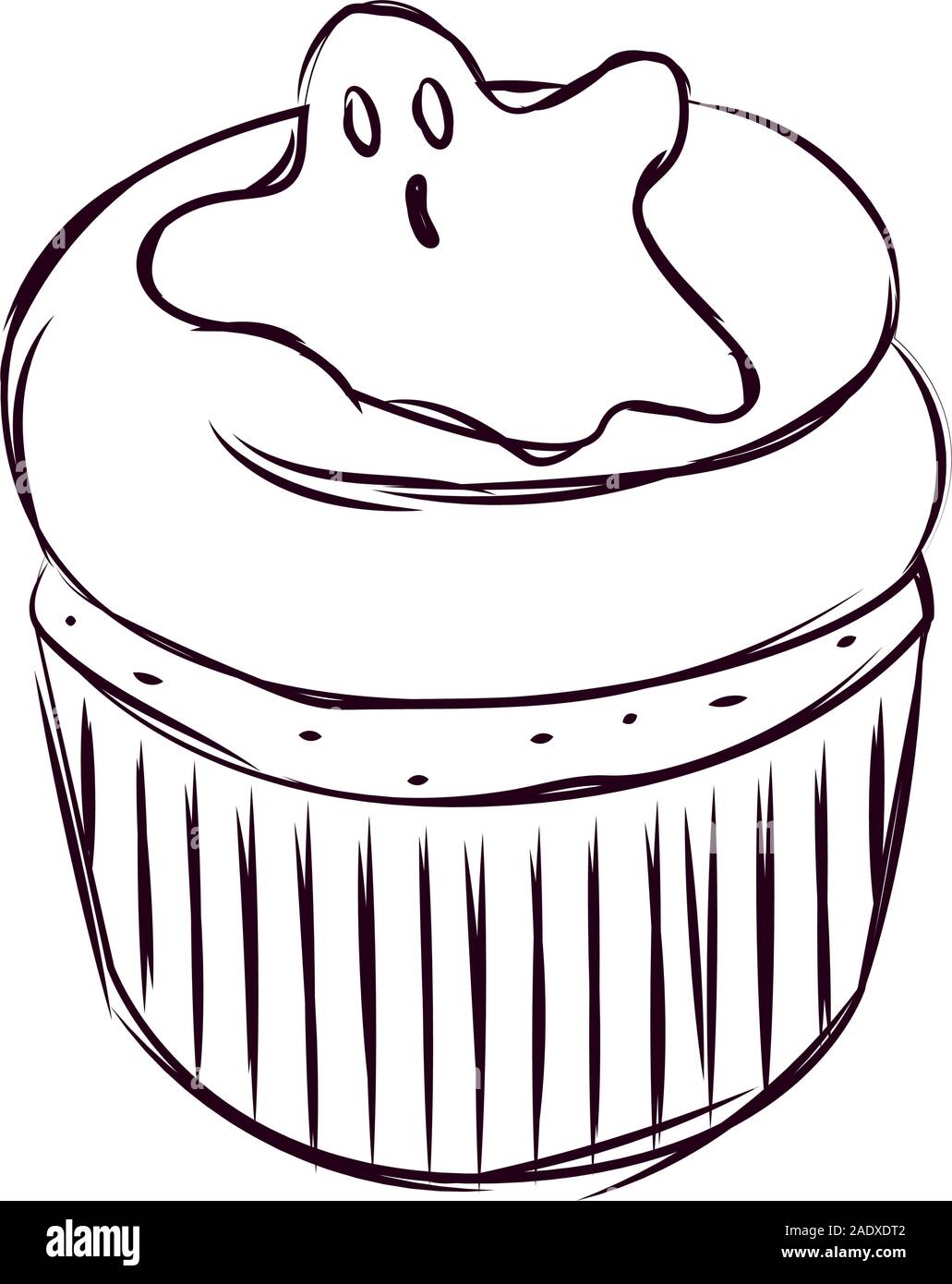 Cupcake halloween sketches Stock Vector