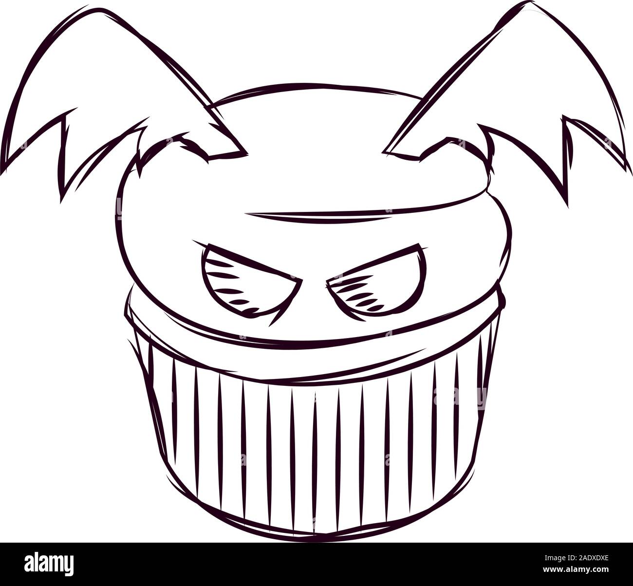 Cupcake halloween sketches Stock Vector