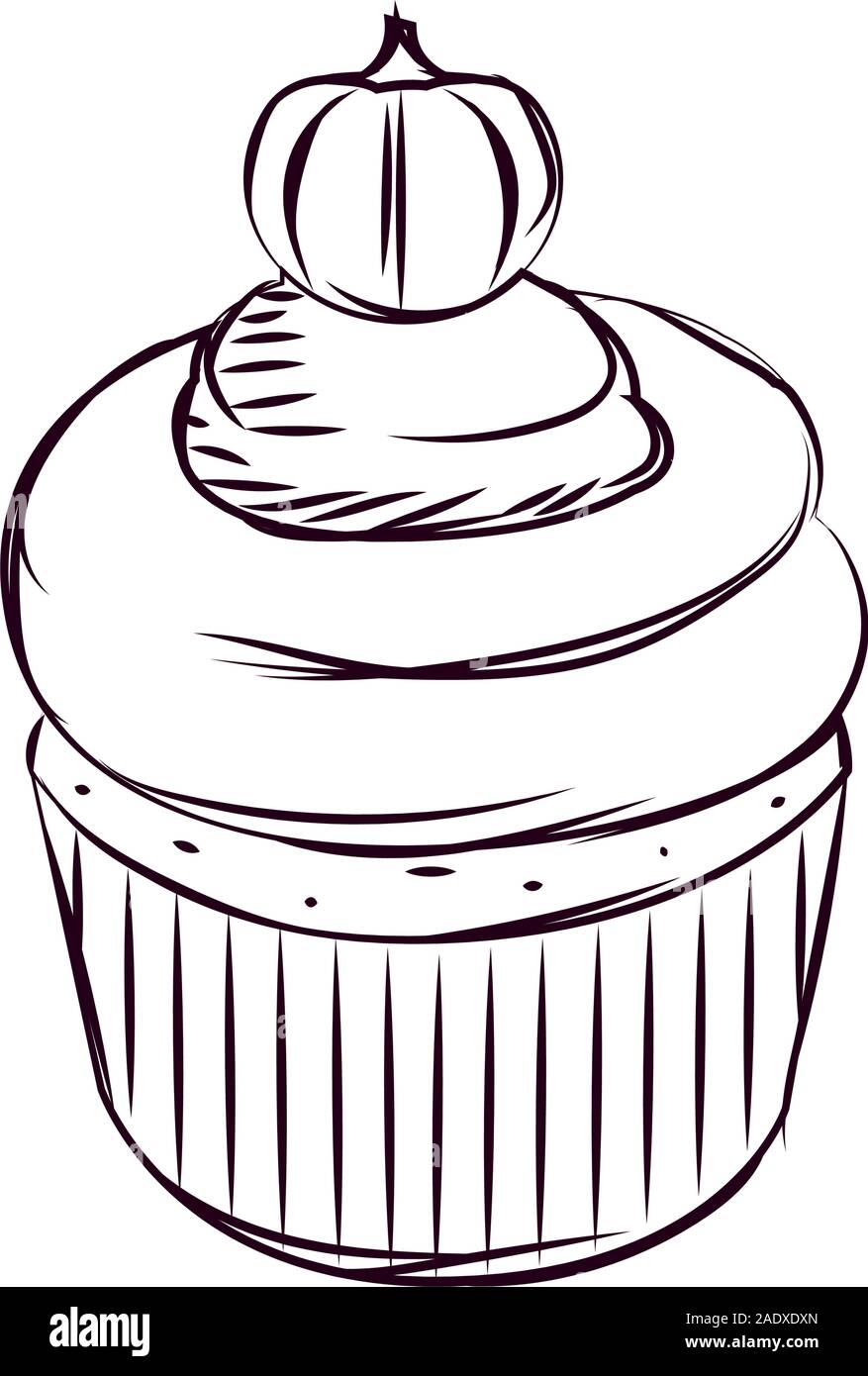 Cupcake halloween sketches Stock Vector