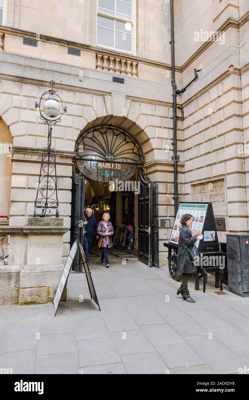 Entrance Bath Guildhall Market, oldest shopping venue, city centre of