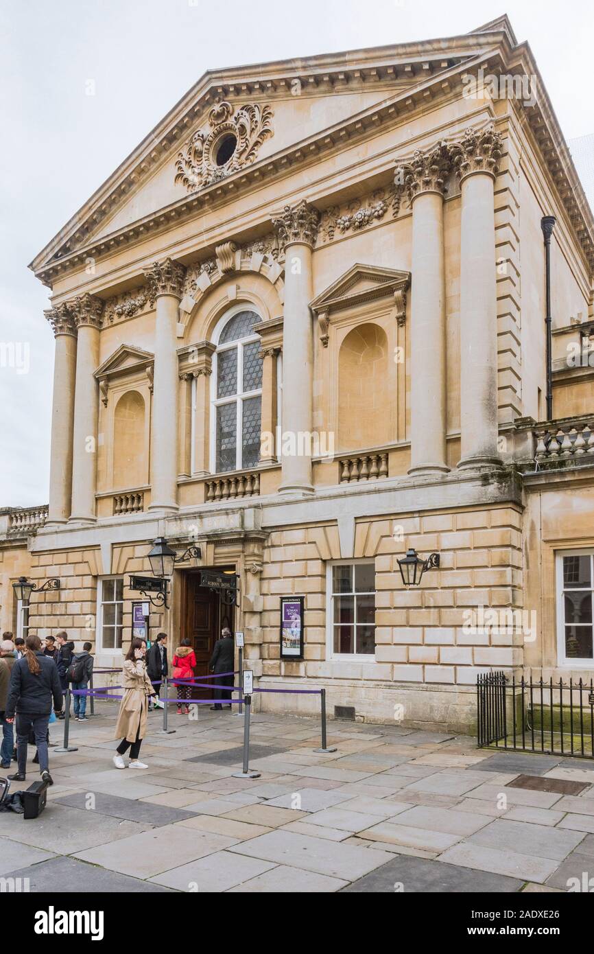 Bath, England, Entrance facade of Roman Baths, Somerset, England, UK