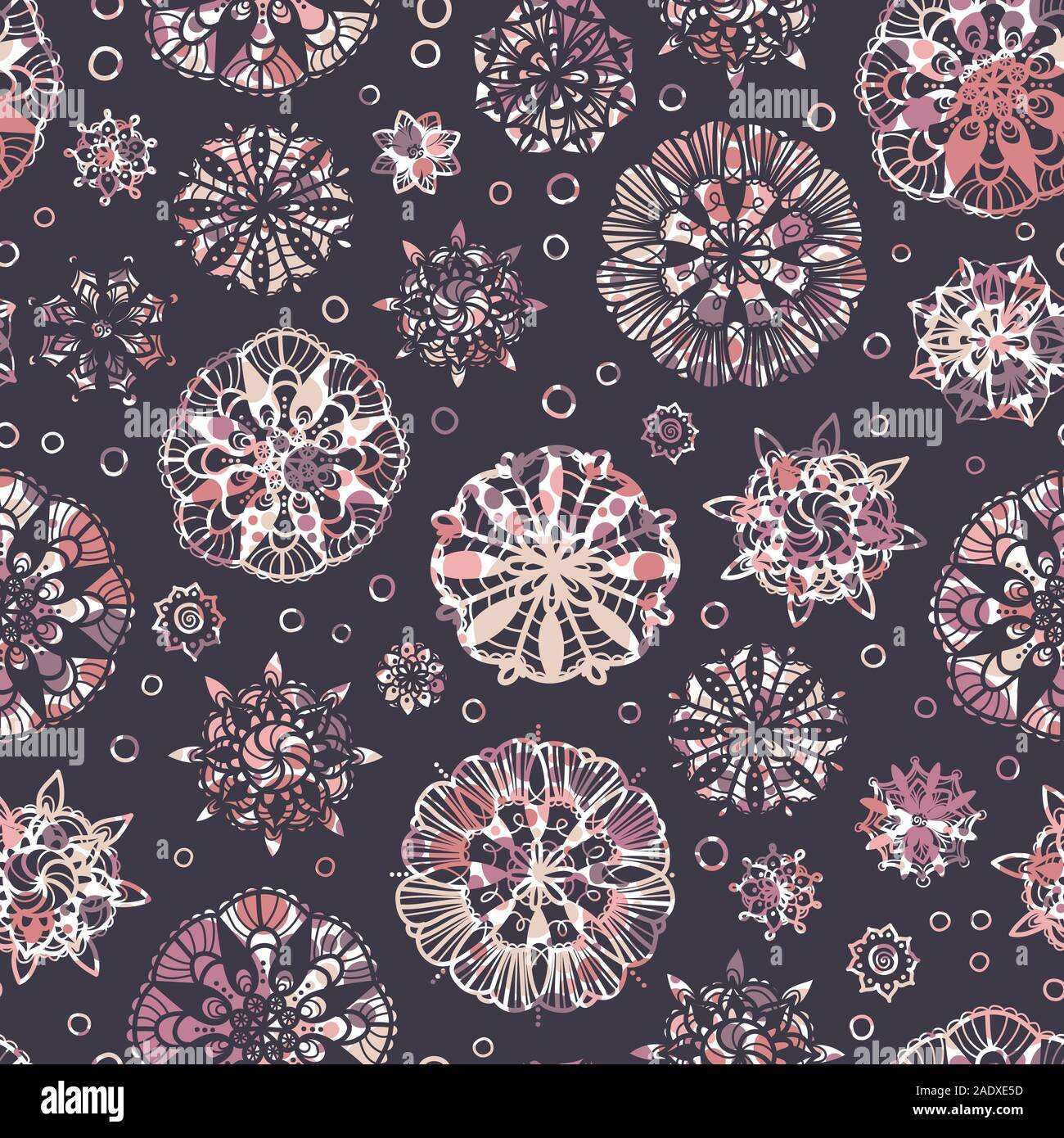 Abstract Doodle Circles Seamless Pattern Background. Creative Hand ...