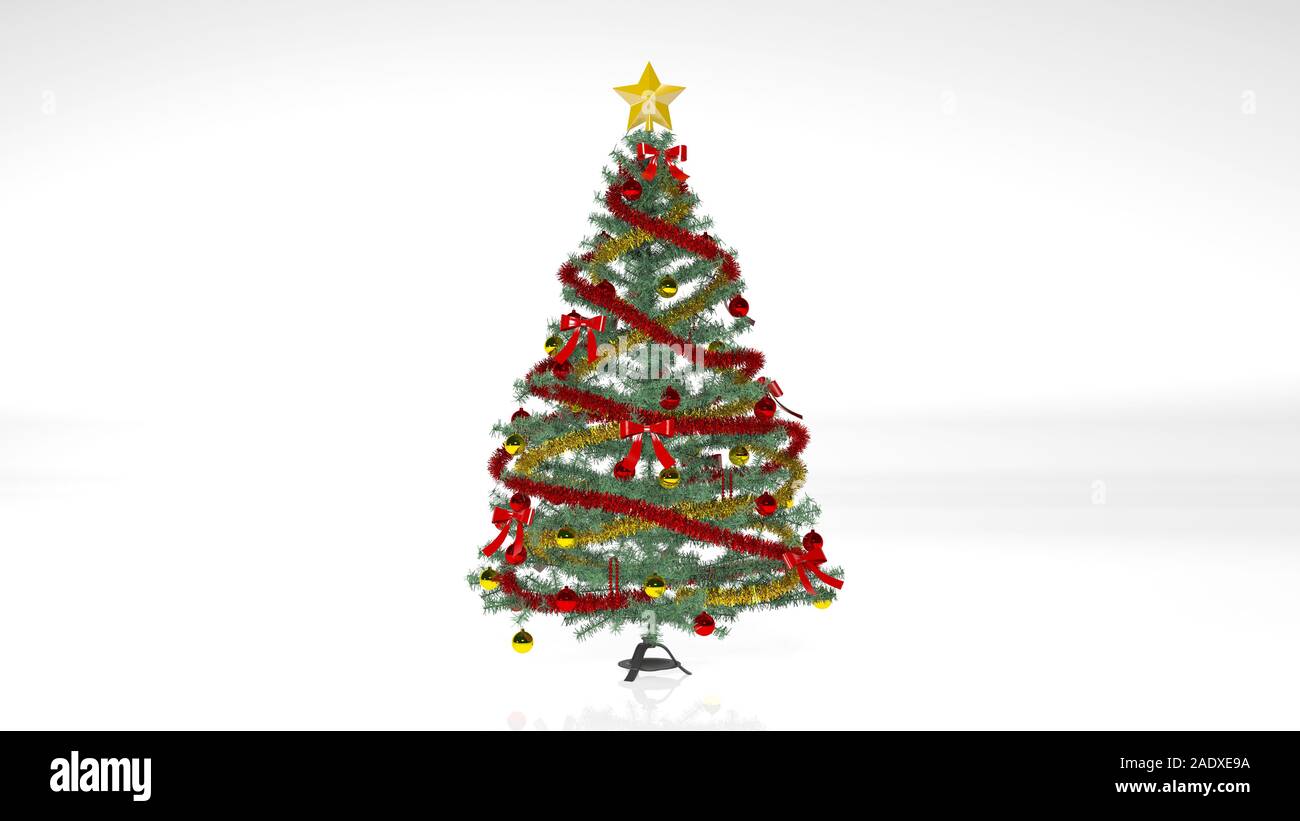 Christmas Tree with decorations and ornaments isolated on white ...