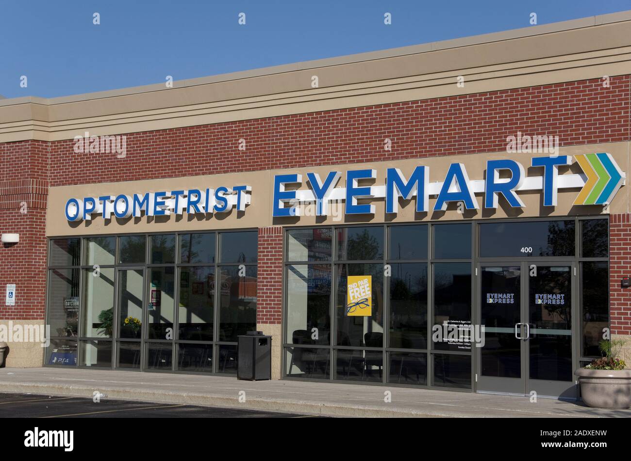 Eyemart Express storefront in shopping mall. Stock Photo
