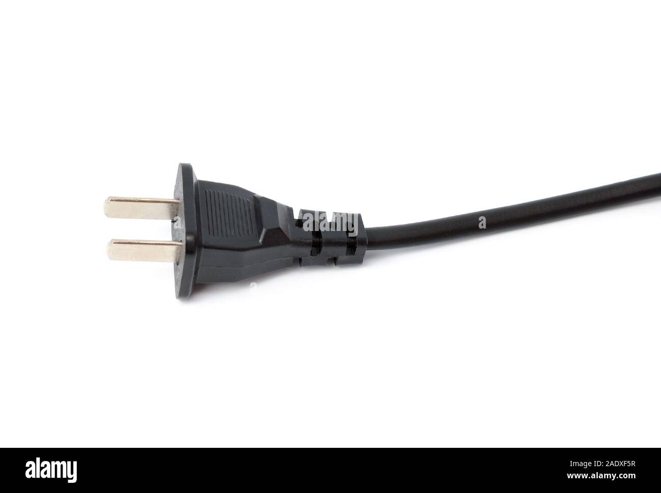 Black electrical plug and electrical cord isolated on white background