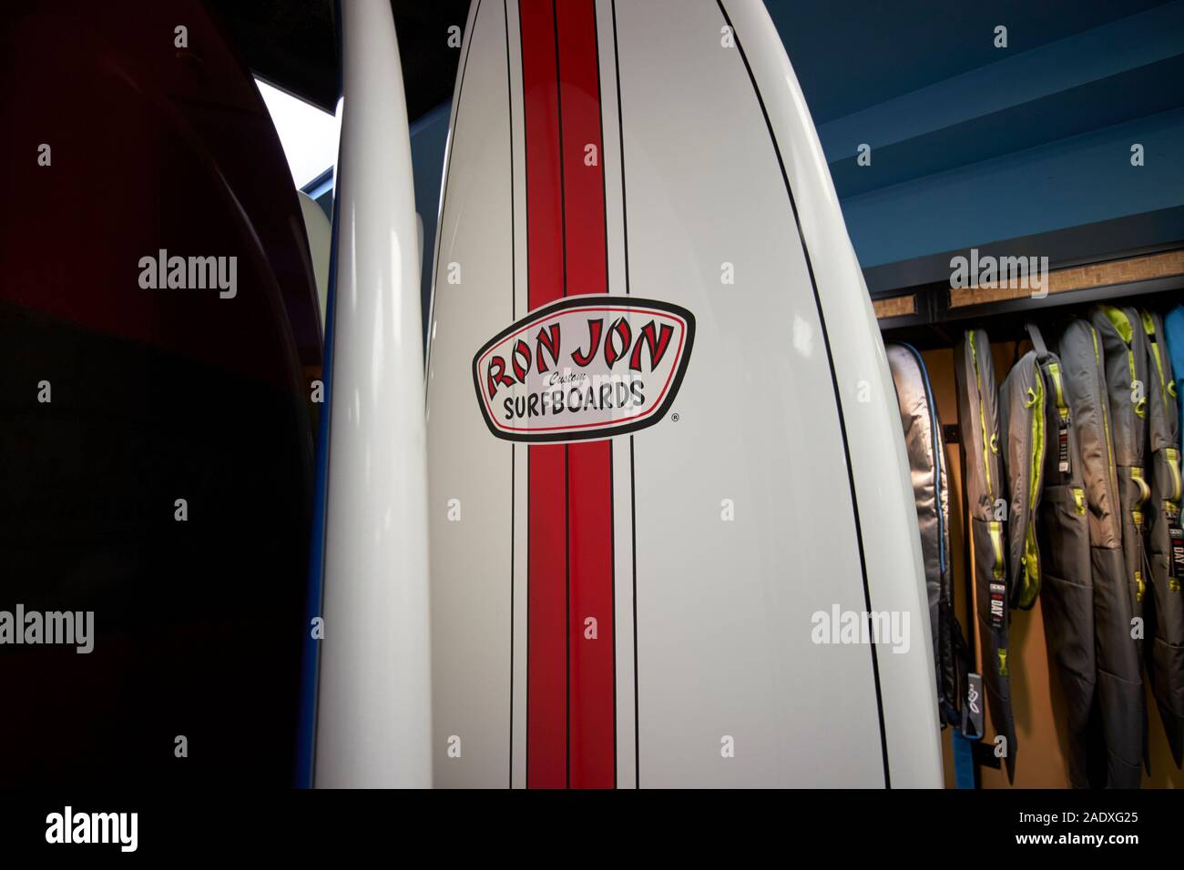 custom surfboard in ron jon surf shop daytona beach florida usa Stock Photo