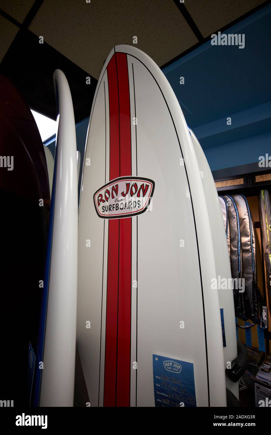 custom surfboard in ron jon surf shop daytona beach florida usa Stock Photo