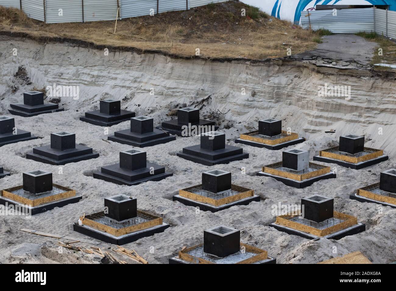 Concrete pile foundation for building on sands Stock Photo Alamy