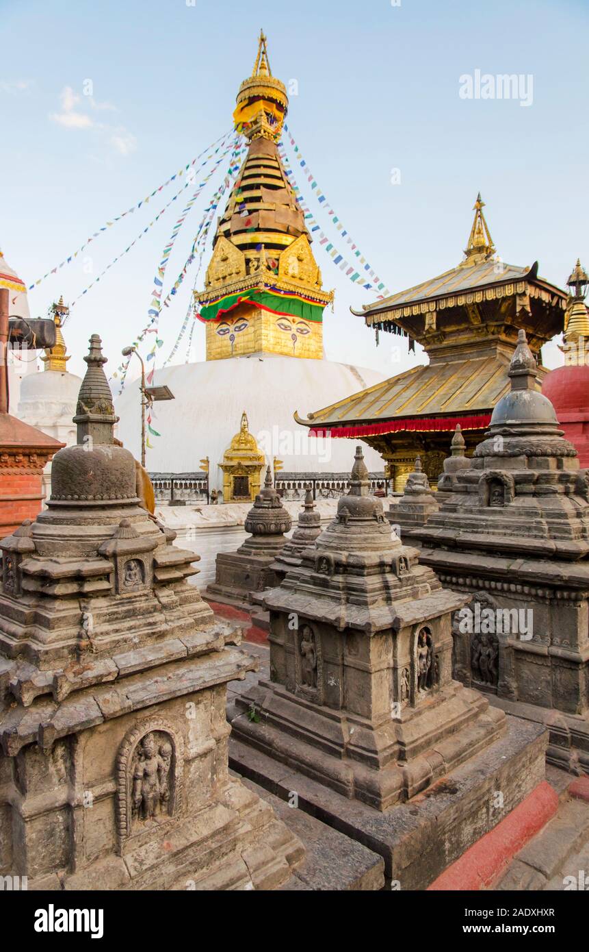 Swayambhunath temple or Monkey temple in Kathmandu Valley (Nepal Stock ...