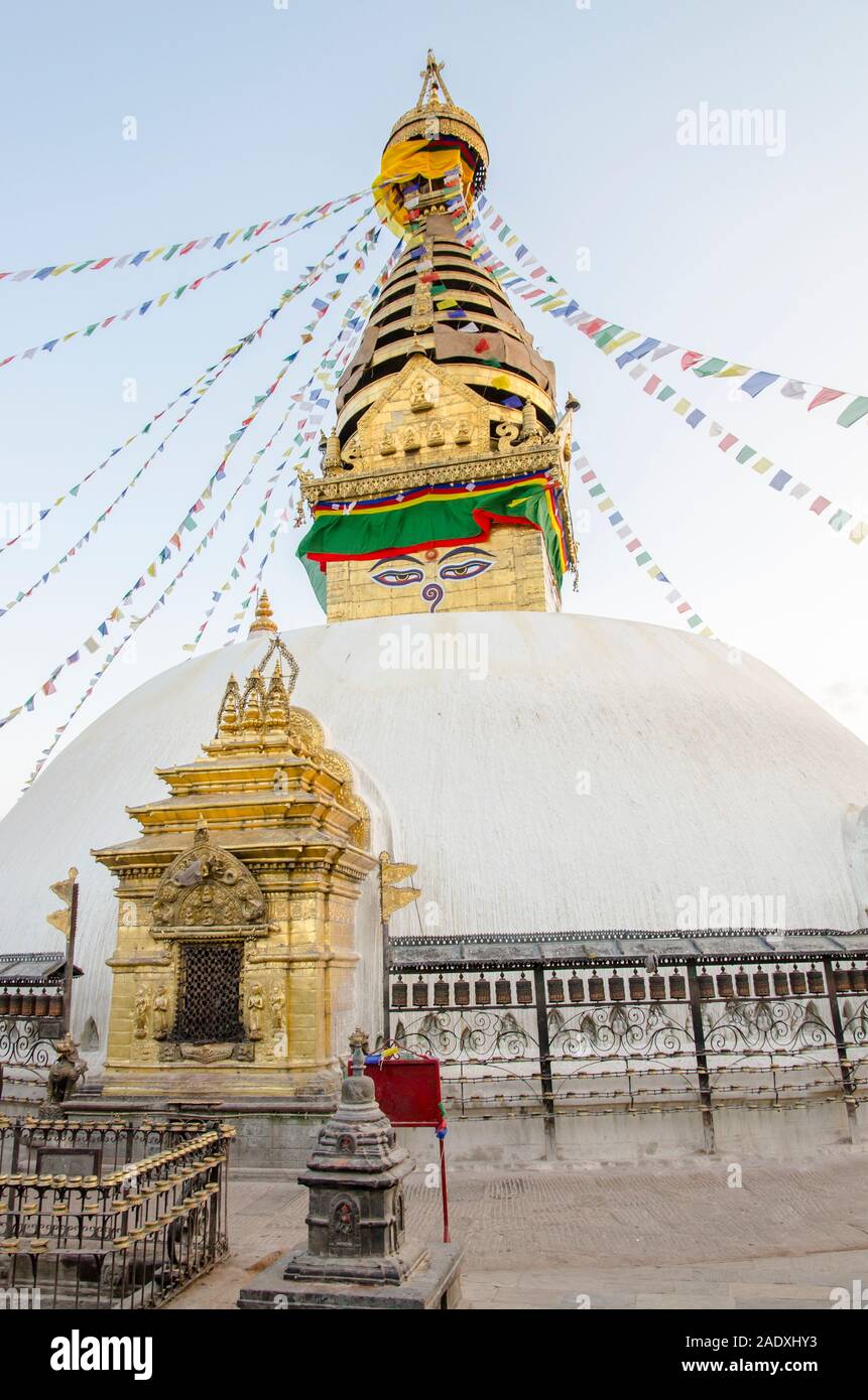 Stupa in Swayambhunath temple or Monkey temple in Kathmandu Valley ...