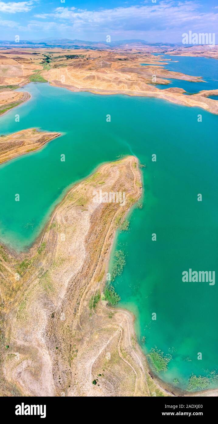Aerial view of rural and agricultural areas south of Lokman, Adiyaman