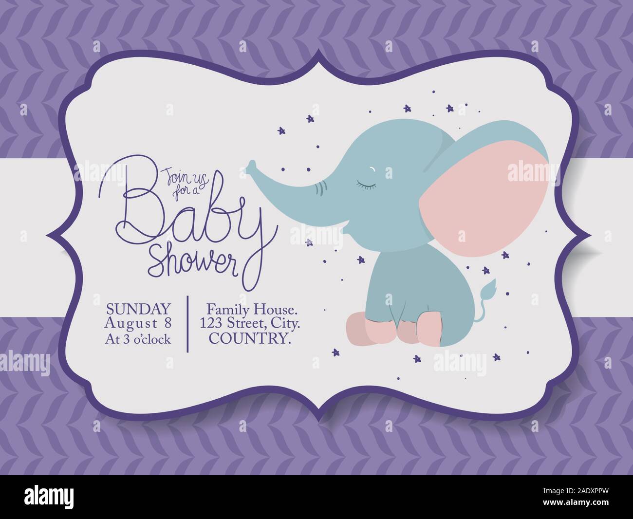 Baby shower invitation with elephant vector design Stock Vector Image ...