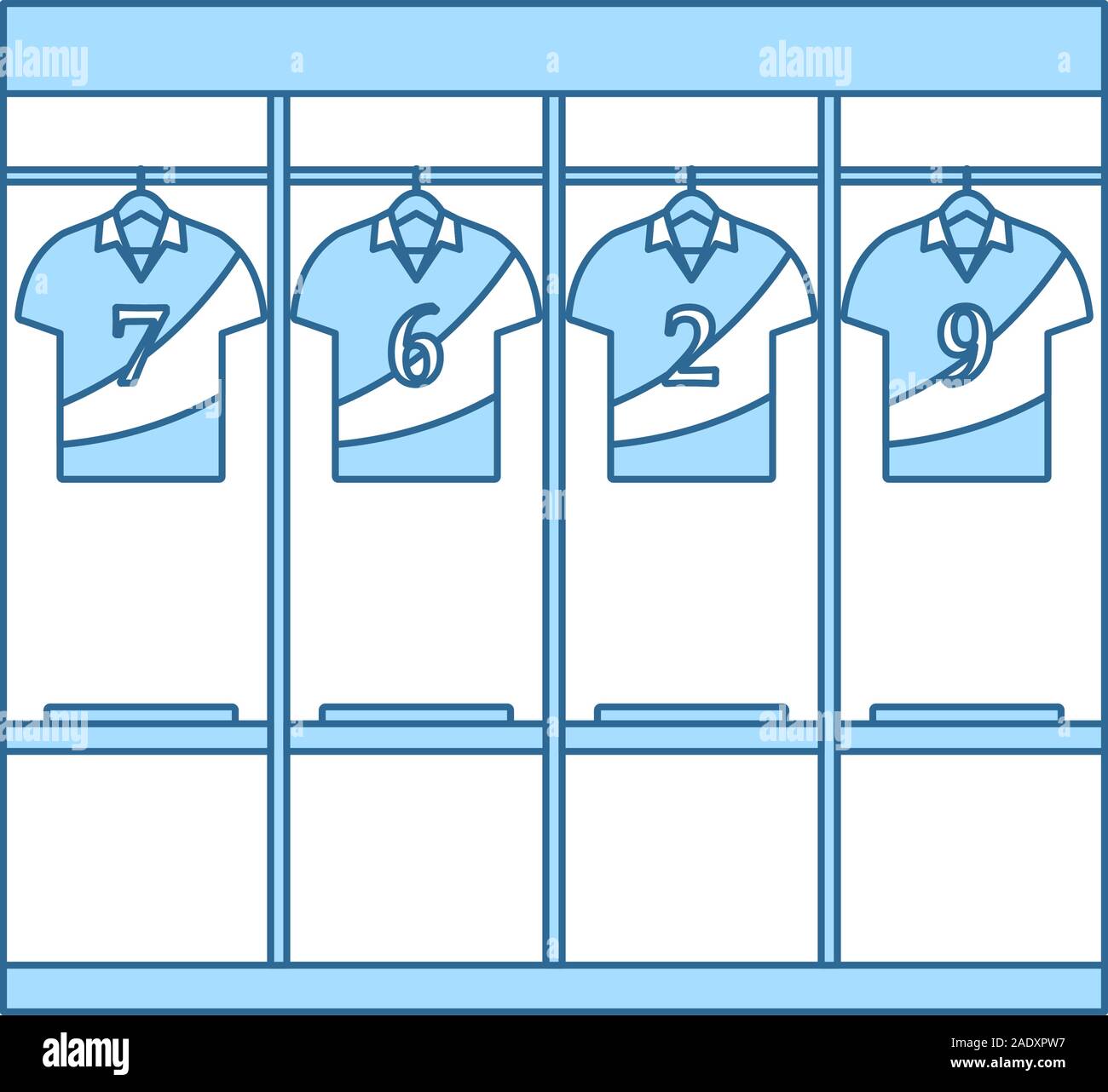 Locker Room Icon. Thin Line With Blue Fill Design. Vector Illustration. Stock Vector