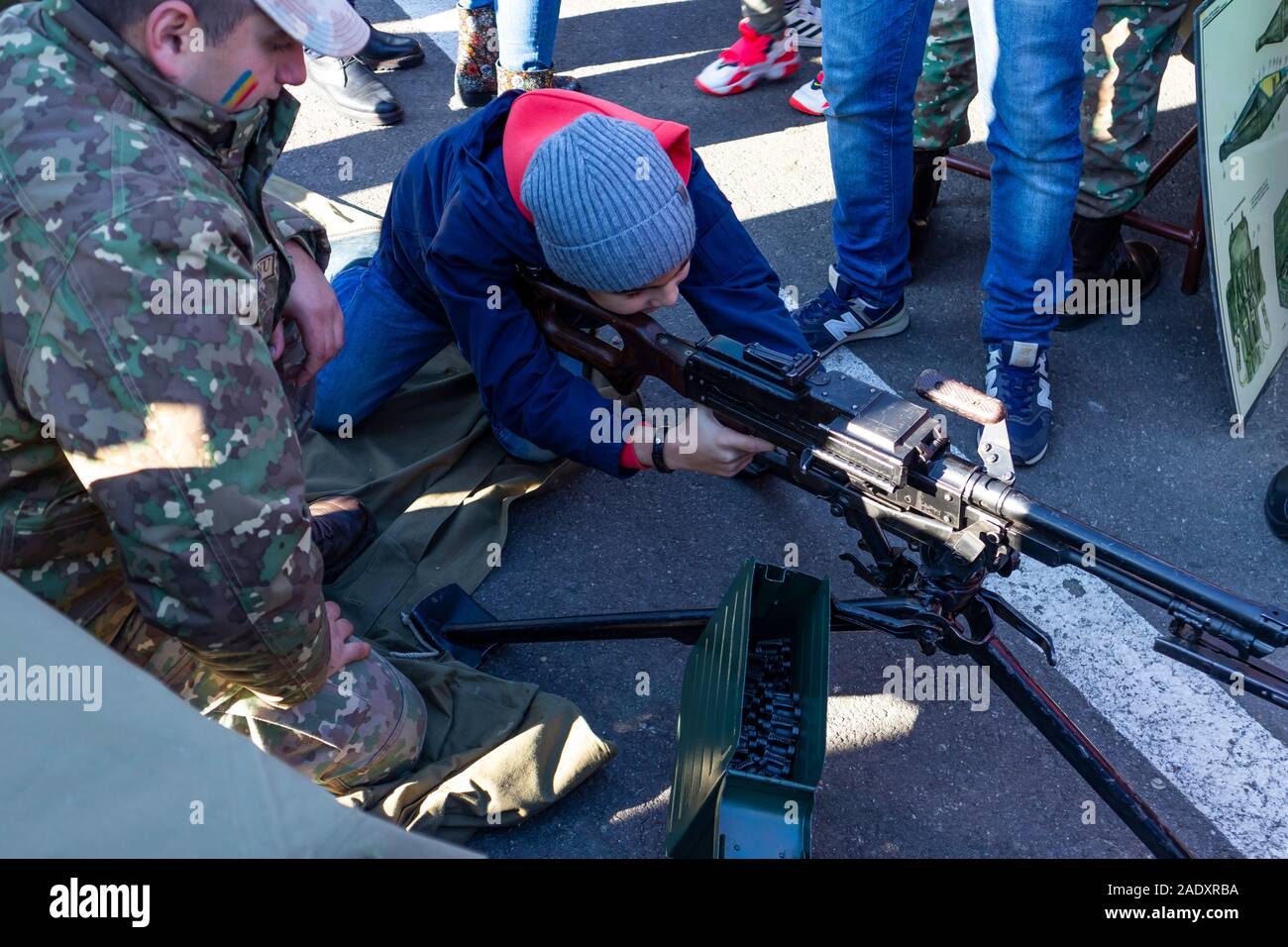 Kids with Guns. Kids playing with assault rifle Stock Photo Alamy