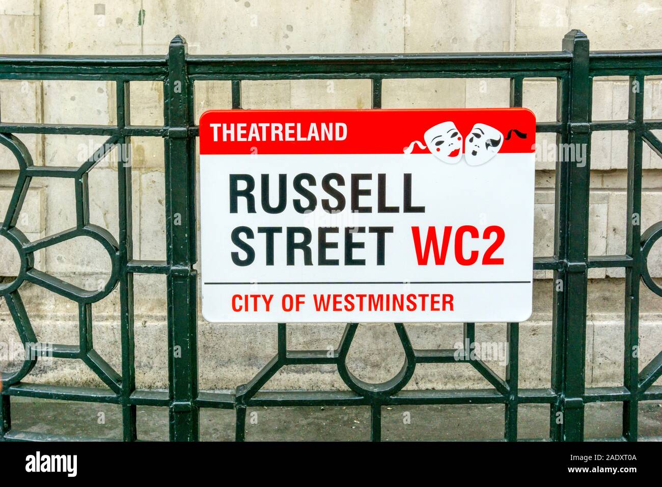 Street sign for Russell Street in London's Theatreland. Stock Photo