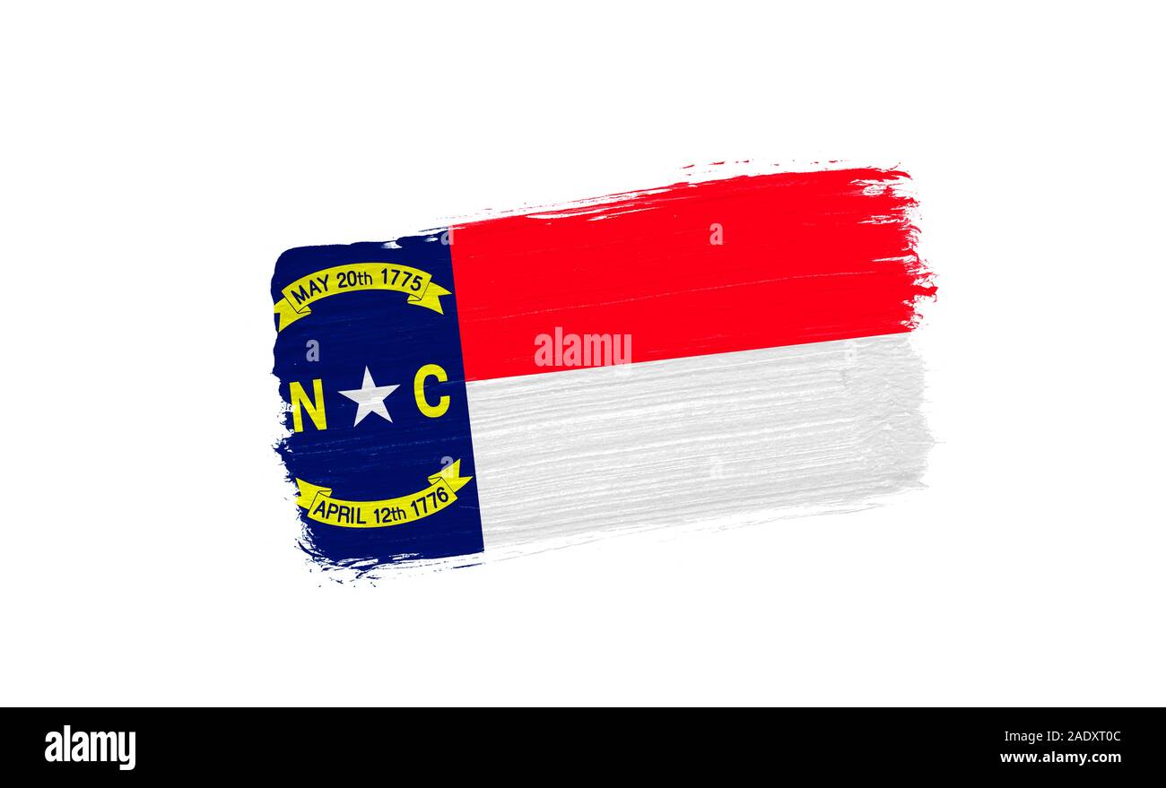 brush painted flag State of North Carolina isolated on white background ...
