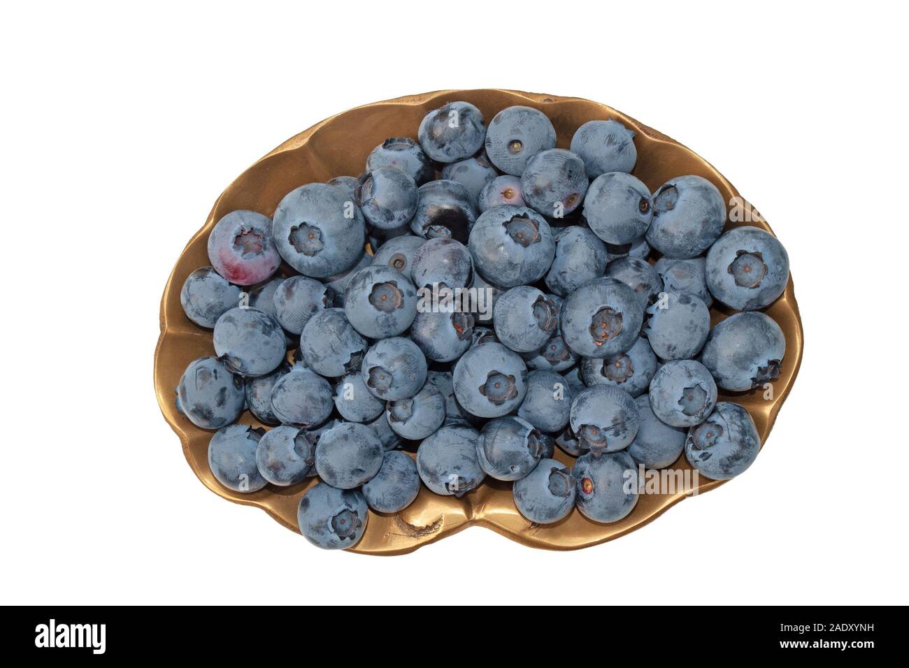 Blueberries in the bowl against white background Stock Photo
