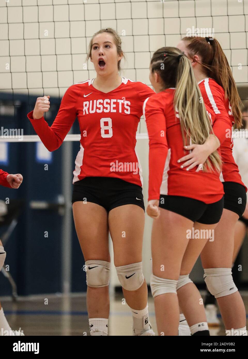 Volleyball action with Kuna vs Shelley High School in Coer d'Alene