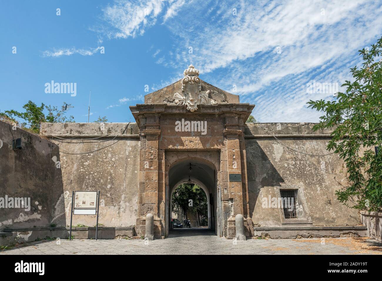 The Entrance of the Castle of Baia, Archeological Museum, Bacoli, Pozzuoli, Phlegrerian Fields Park, Naples, Campania, Italy, EU Stock Photo