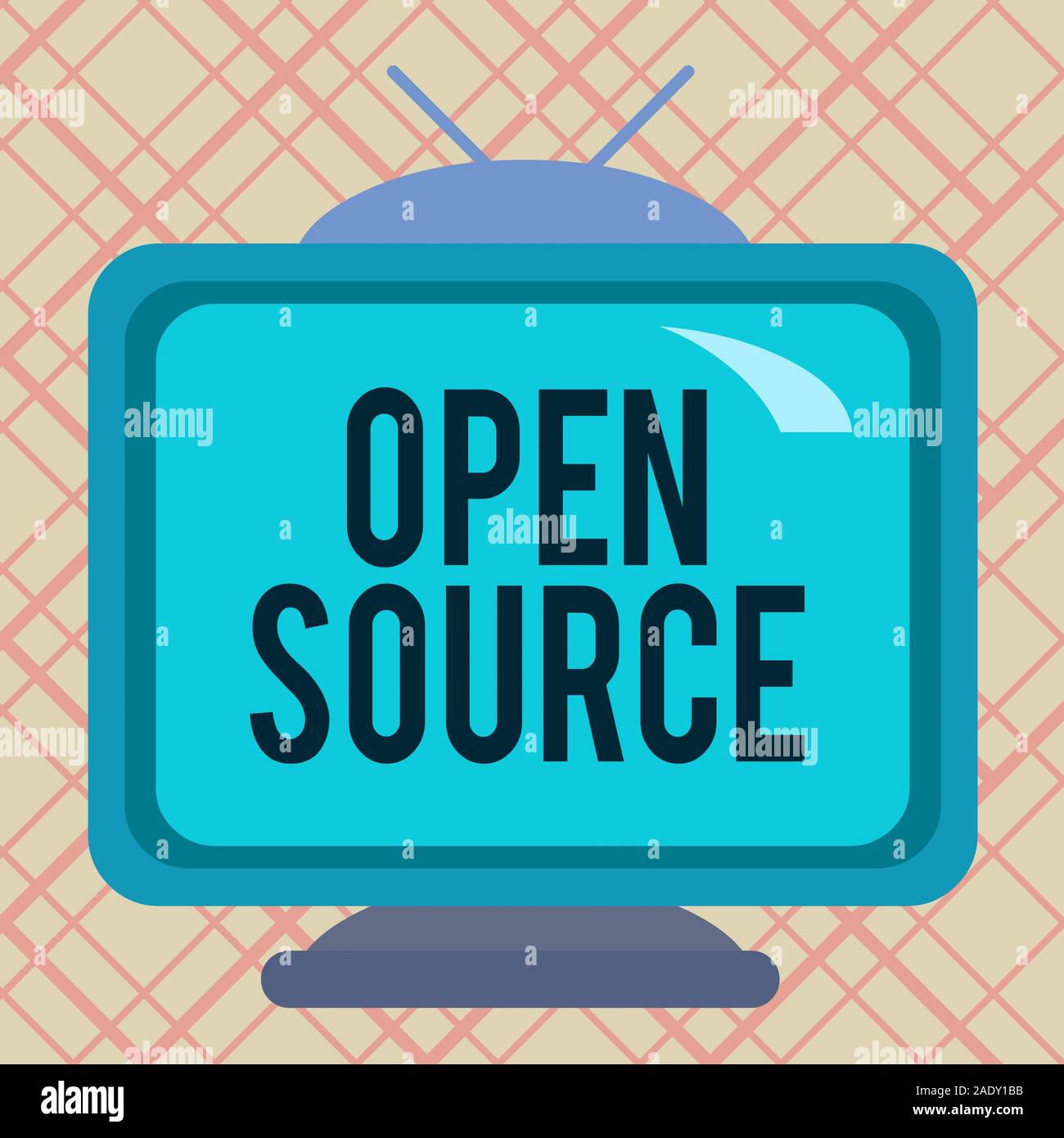 Handwriting text writing Open Source. Conceptual photo denoting software which original source code is made free Square rectangle old multicoloured pa Stock Photo