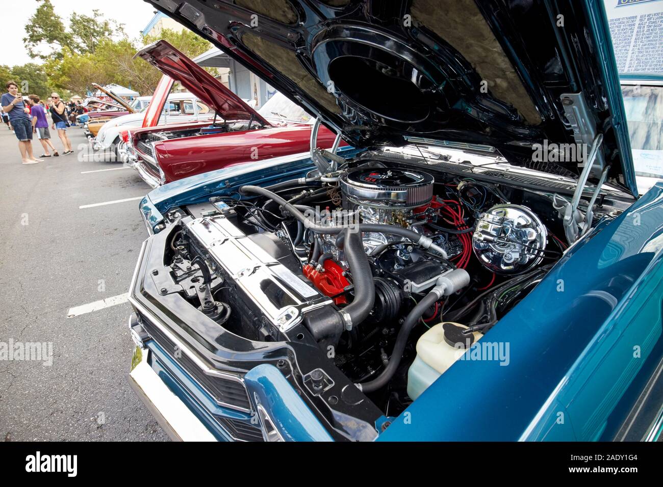454 big block old classic chevy engine in vintage car old town kissimmee florida usa Stock Photo