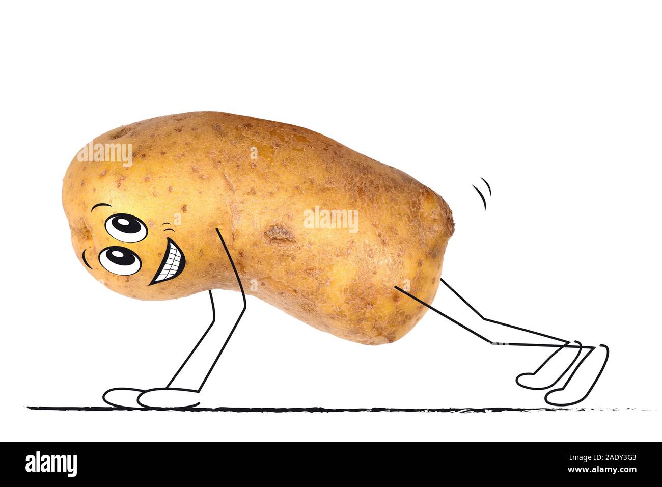 Sporting potato with cartoon characters Stock Photo