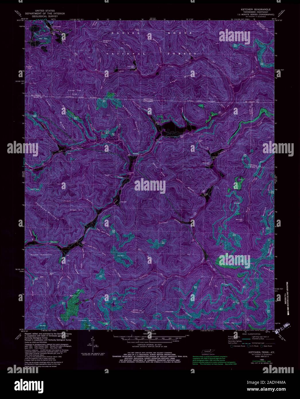 USGS TOPO Map Tennessee TN Ketchen 147907 1980 24000 Inverted ...