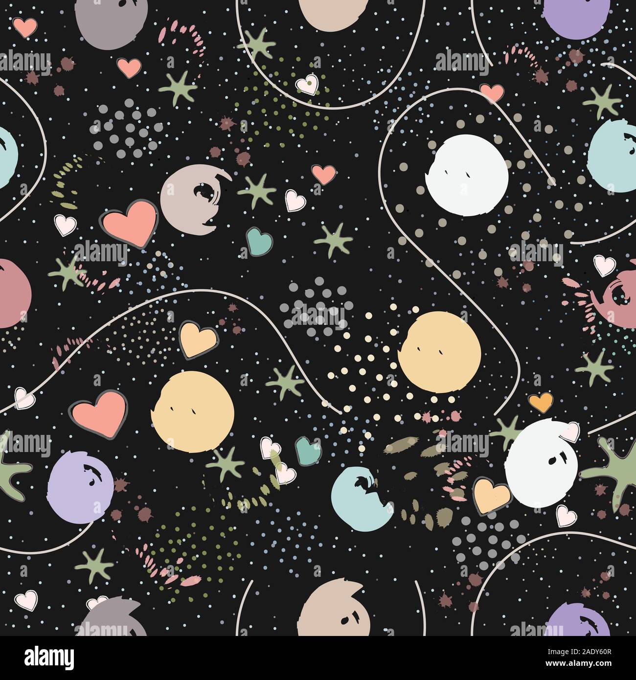 Seamless Pattern with Balls on red. Scandinavian Style. Vector Illustration Stock Vector