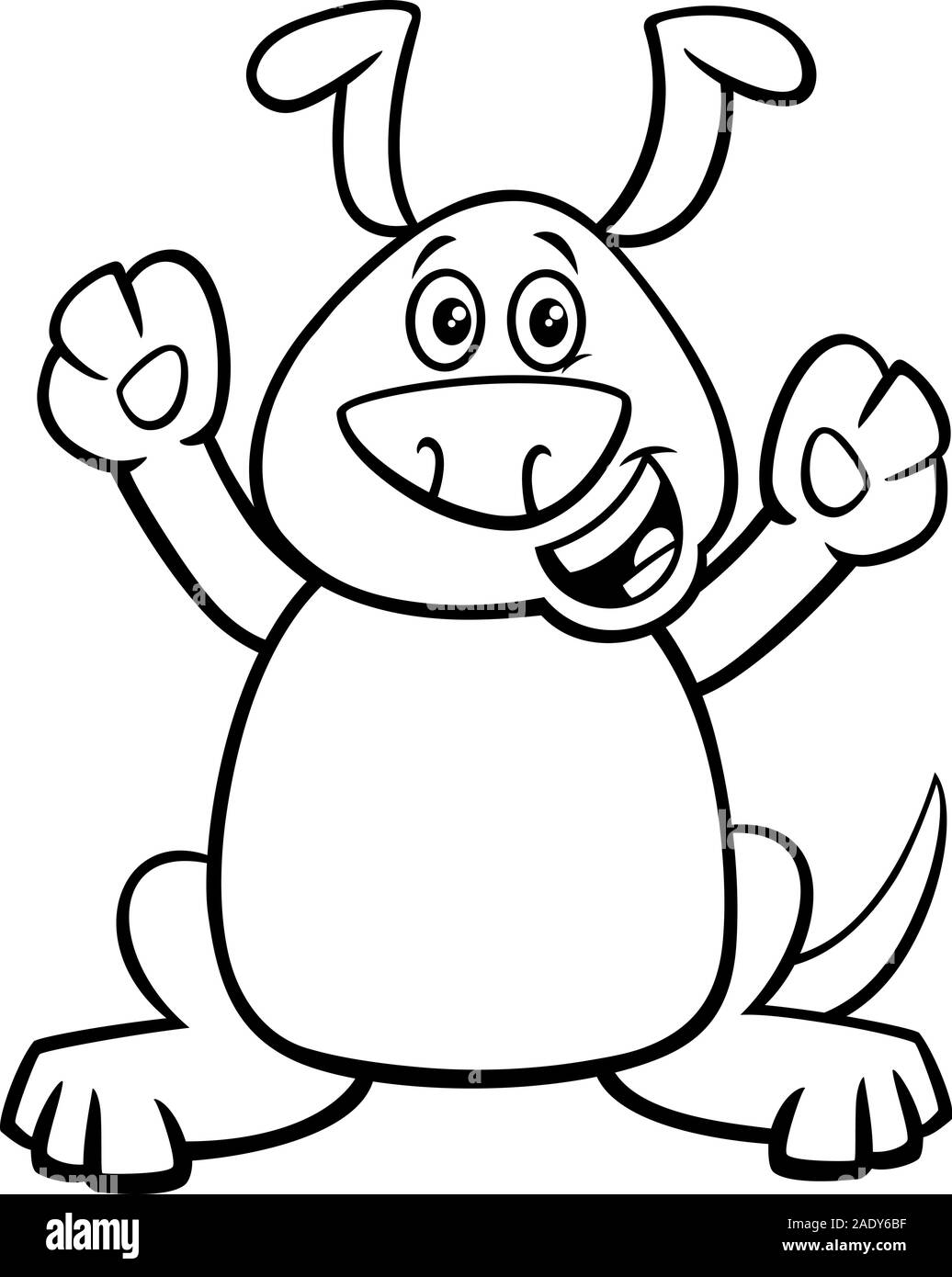Black and White Cartoon Illustration of Happy Puppy Dog Comic Animal ...