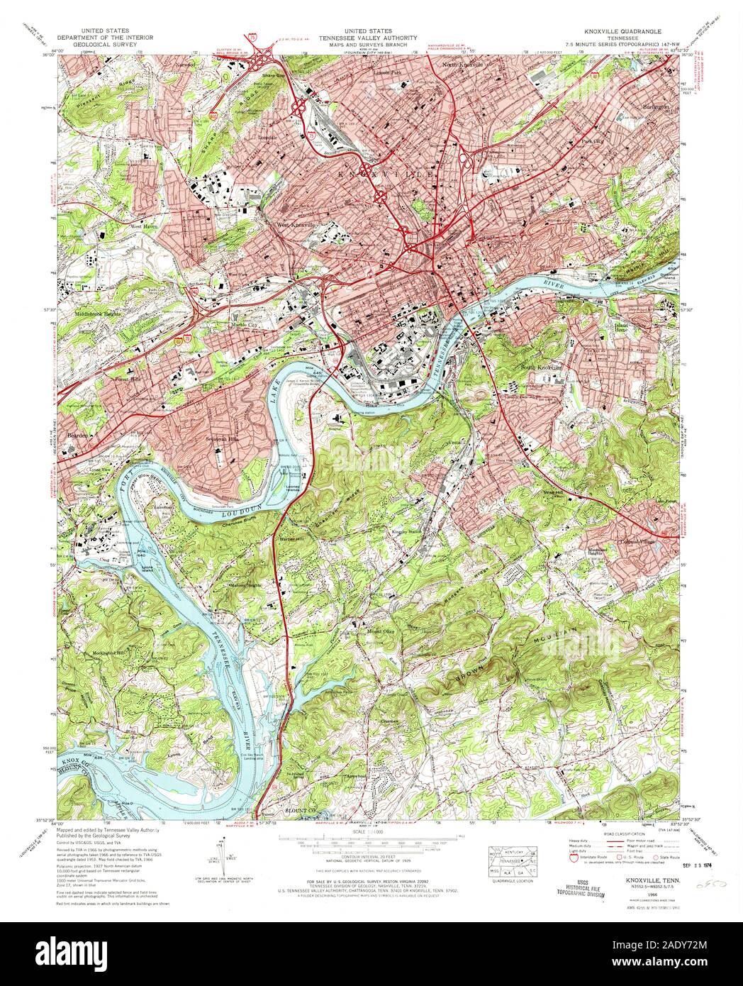 USGS TOPO Map Tennessee TN Knoxville 147957 1966 24000 Restoration ...