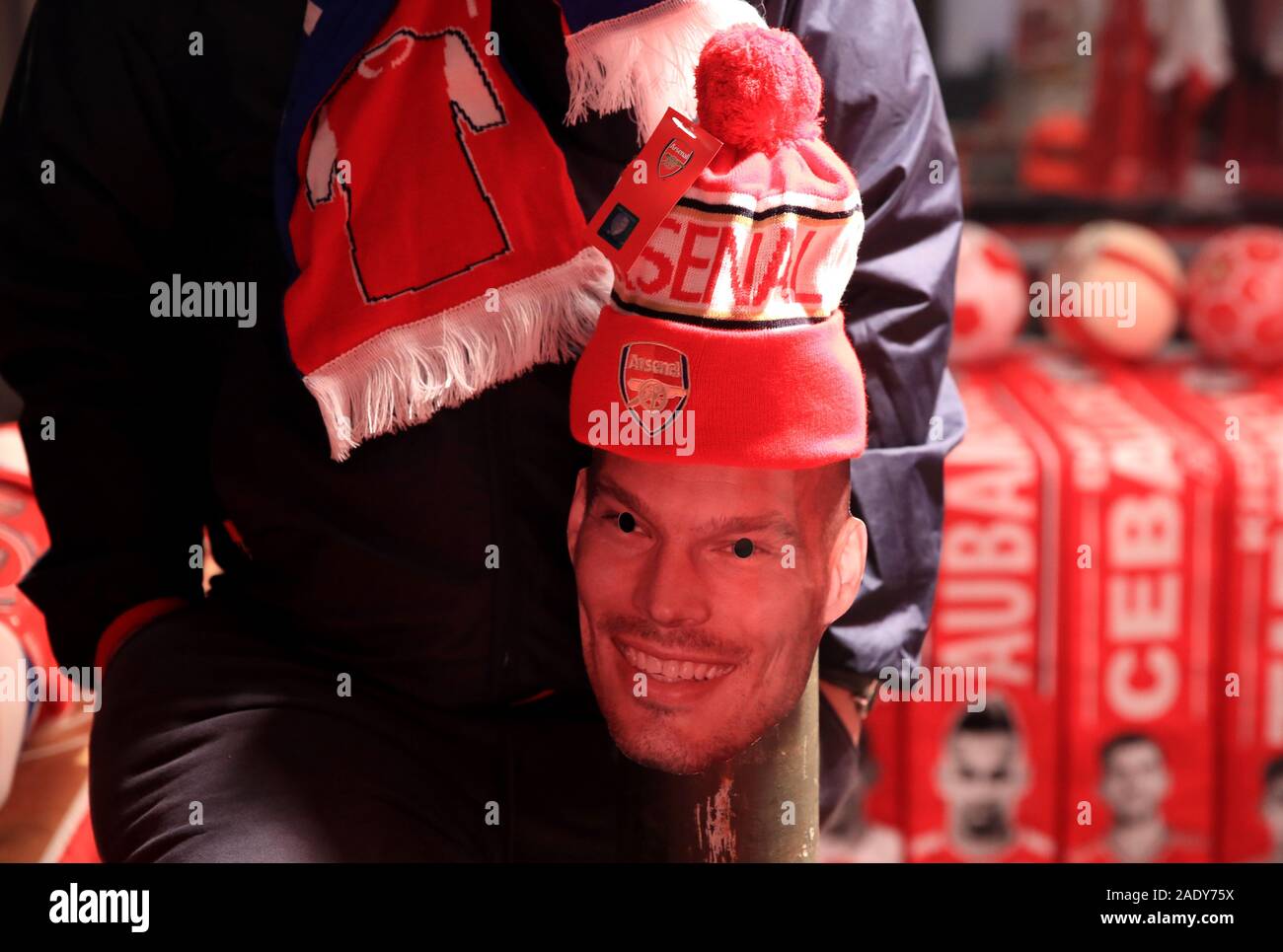 A cardboard cutout with Arsenal interim manager Freddie Ljungberg face