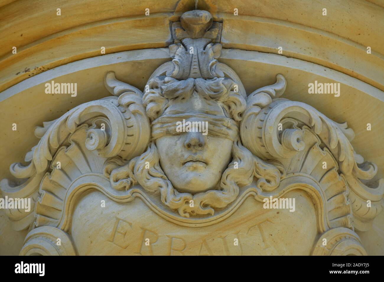 Detail, Justitia, Amtsgericht, Amtsgerichtsplatz, Charlottenburg, Berlin, Deutschland Stock Photo